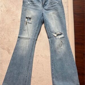 Altar'd State Blue Flare Wide Leg Jeans